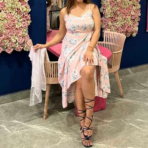 Floral Print High-Low Wrap Dress