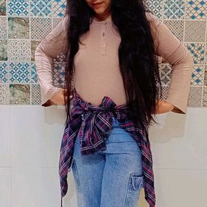 Comfy Cotton Full Sleeves Tan Crop Top For Women
