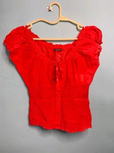 Red Puff Sleeve Top