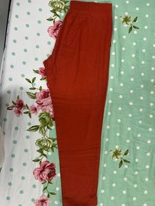 Coral Orange Solid Cropped Cigarette Trouser Pant