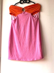 Pink &amp; Orange Strapless Dress