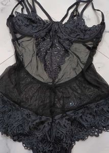 Black Lace Lingerie Bodysuit..size S