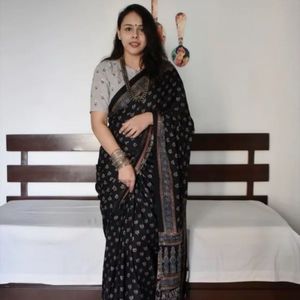 Elegant Black Printed Saree
