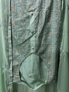 Green Stone-work Dress Material