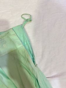 Vintage Mint Green Embroidered Midi Skirt