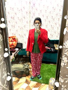 Red ❤️Colour Blazer &amp; Green High neck For Winters