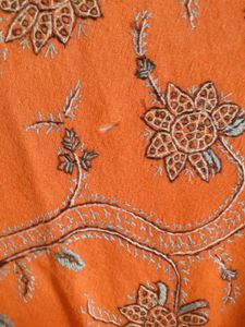 Orange Floral Embroidered Shawl Scarfs Stoles 🧣