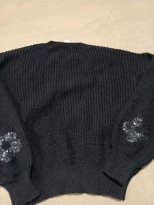 Kazo Stylish Black Knit Sweater, L Size