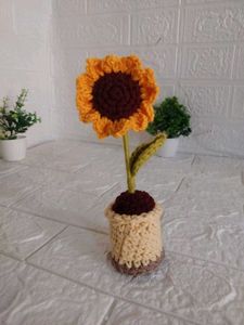 Crochet Sunflower pot Decor 🌻