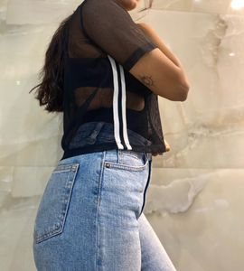 Solid Crop Sheer Top