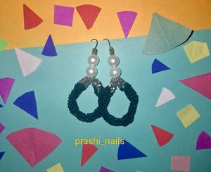 Black And Pearl Handmade Earrings/ Jhumkas