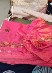 Nice Embroidery Silk Saree