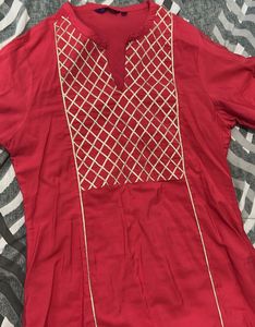 Red Embroidered Top