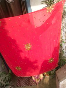 Hot Chilly Red Color Beautyful Duptta With Work