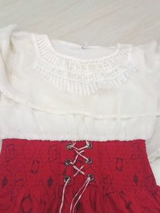 Red &amp; White Casual Top
