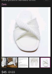 Zara Pleated Sandals White