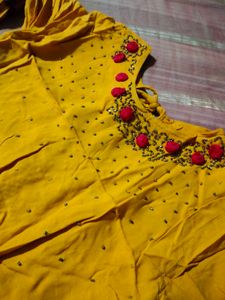 Yellow Red Frok Gown For Haldi