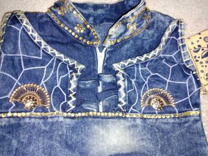 Kids Denim Dress &amp; Floral Set