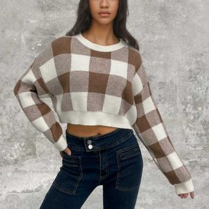 Beige Checkered Sweater