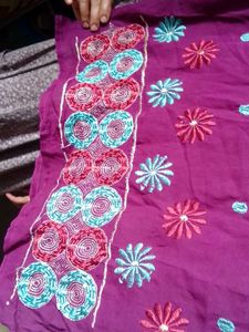 Best Purple Colour Kurta With Flower Design