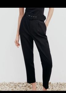 Chic Black Belted Trousers