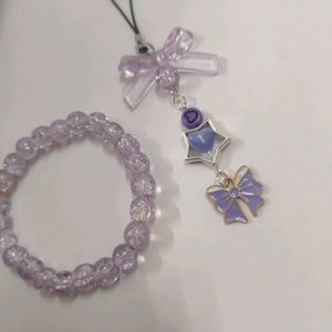 Cute Purple Bracelet &amp; Charm Set