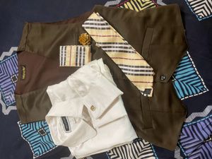 Satin Shirt Waist Coat And Tie Set