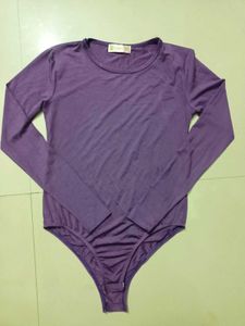 Purple Long Sleeve Bodysuit Free Size Xs-S-M
