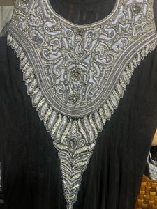 Black Partywear Anarkali Suit With Heavy Neck Work