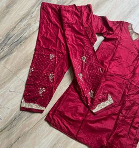 Dec Sale🔥 30 Yrs Old Maroon  Silk Anarkali Suit