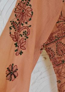 🧱 Brick Colour (Unique Shade) Chikankari Kurta
