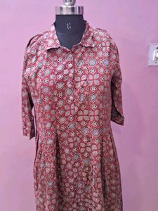 Printed Shirt Dress of maroon Ajrak