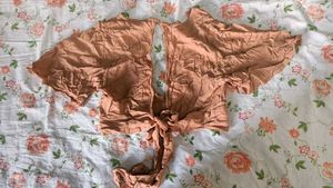 Peach deep neck crop top