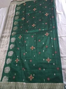 pure banarasi silk Green with rich Pallu