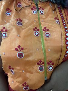 Mirror Work  Embroidered Choli  &amp; Red Skirt