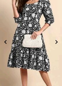 3xl Floral Print Black Dress