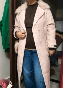 Chic Fur Trim Wool Blend Coat