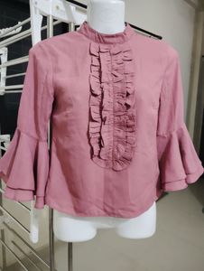 Size S- Elegant Ruffled Bell Sleeve Top