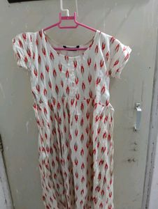 White Ikat Print Frock