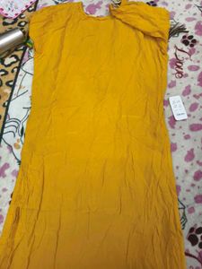Yellow Embroidered Kurta in xl size