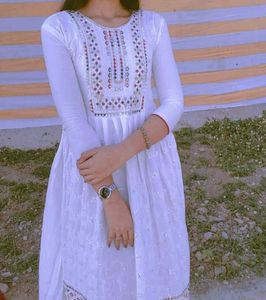 Elegant White Embroidered Dress