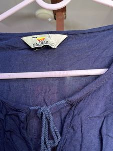 Navy Embroidered Tunic Top