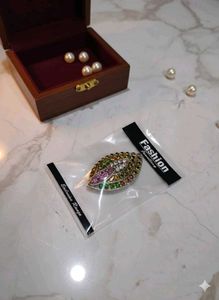 Vintage Style Gem Brooch Saree Wear Safety Pin