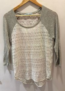 Beautiful Lace Top With Knit Sleeves