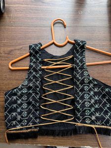 Black Embroidered Blouse For Saree Or Lahanga