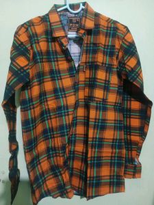 PDM Orange Plaid Flannel - XL