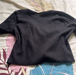 Cute Black Tie-Front Cardigan