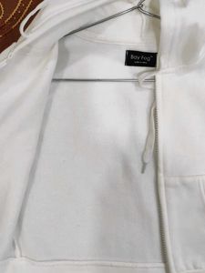 New White Zip-Up Cropped Hoodie