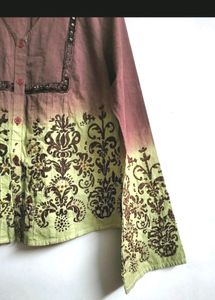 Embroidered Button-Up Top