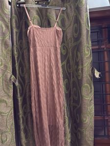 Nude Calf Length Date Dress